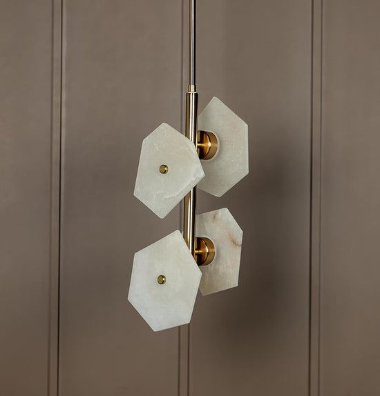 Azor Four Marble Brass Pendant Light