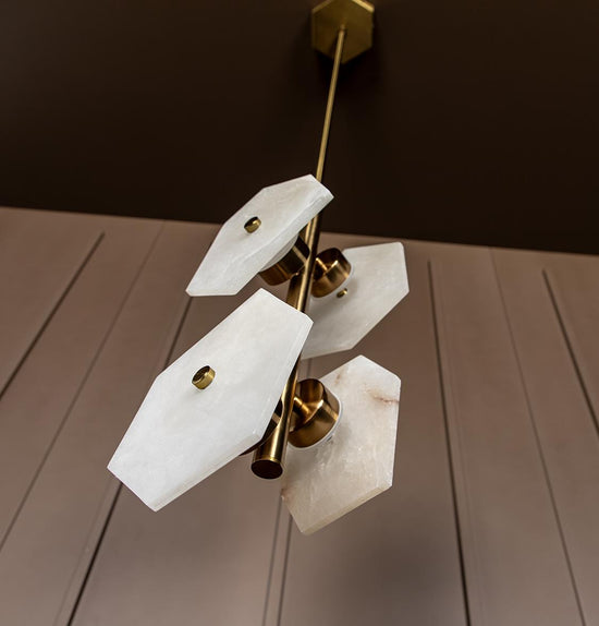 Azor Four Marble Brass Pendant Light