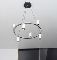 Bükreş 6-Piece Chrome Stainless Transparent Glass Chandelier 68 Cm - Heka Lighting & Trading Limited