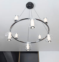 Bükreş 8-Piece Chrome Stainless Transparent Glass Chandelier 80Cm - Heka Lighting & Trading Limited