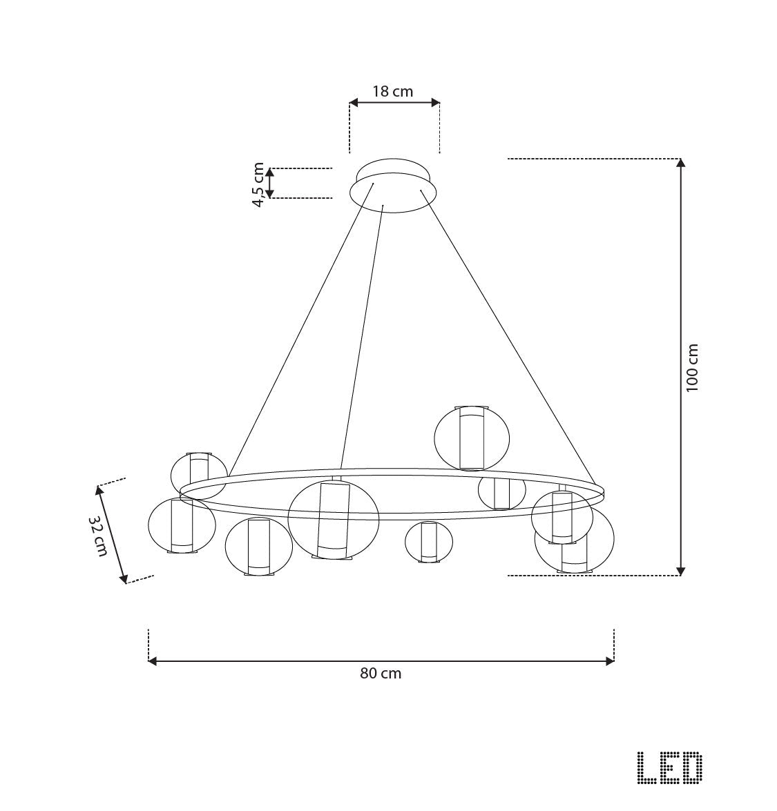 Bükreş 8-Piece Chrome Stainless Transparent Glass Chandelier 80Cm - Heka Lighting & Trading Limited