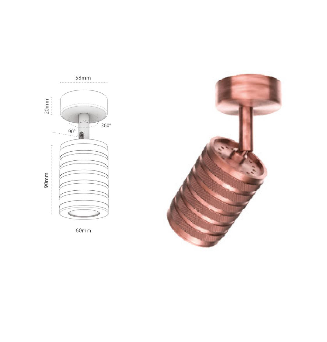 Bella Copper Serrated Spotlight 6X9 Cm - Heka Lighting & Trading Limited