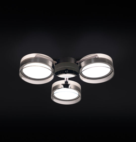 Berlin 3-Piece Platinum Stainless Transparent Glass Plafonier Chandelier