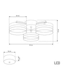 Berlin 3-Piece Platinum Stainless Transparent Glass Plafonier Chandelier - Heka Lighting & Trading Limited