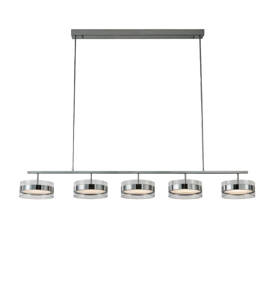 Berlin 5-Piece Platinum Stainless Transparent Glass Dining Table Chandelier