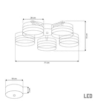 Berlin 5-Piece Platinum Stainless Transparent Glass Plafonier Chandelier - Heka Lighting & Trading Limited