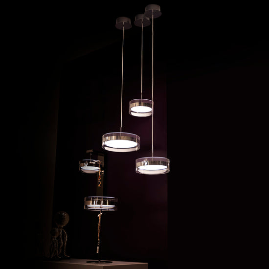 Berlin Platinum Stainless Transparent Glass Pendant Light Chandelier 20 Cm