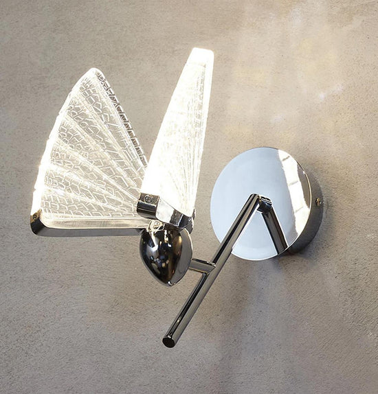 Butterlfy Chrome Acrylic Wall Sconce