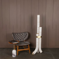 Capri Three Cylinder Marble Brushed Brass Led Floor Lamp - Heka Lighting & Trading Limited