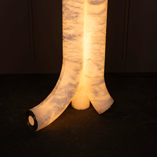 Capri Three Cylinder Marble Brushed Brass Led Floor Lamp