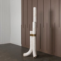 Capri Three Cylinder Marble Brushed Brass Led Floor Lamp - Heka Lighting & Trading Limited