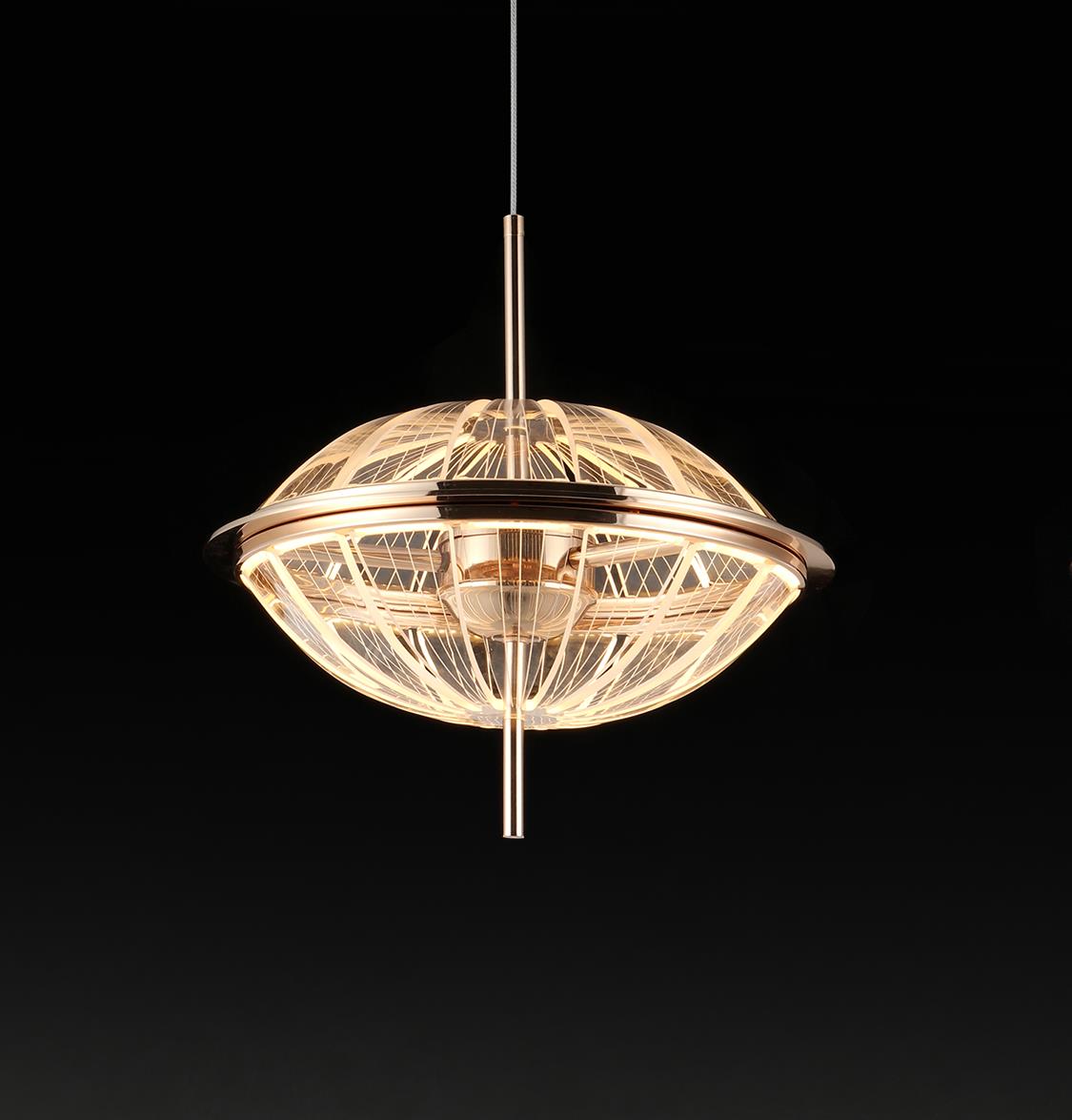Carina Single Flattened Transparent Acrylic Gold Pendant Light 40 Cm - Heka Lighting & Trading Limited