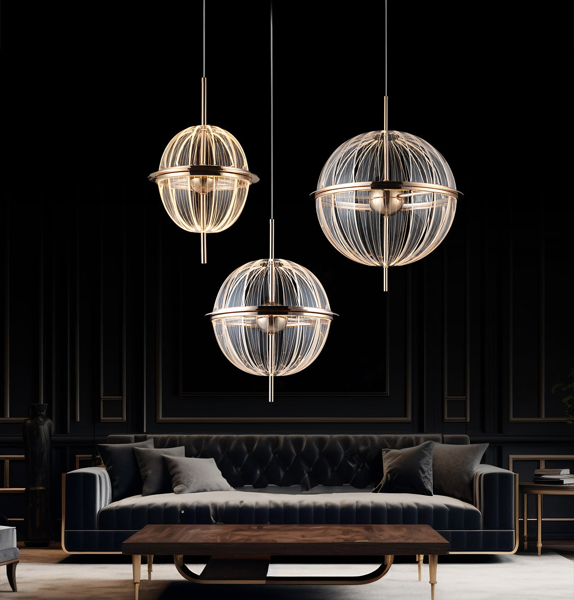 Carina Single Transparent Acrylic Gold Pendant Light Chandelier 20 Cm - Heka Lighting & Trading Limited