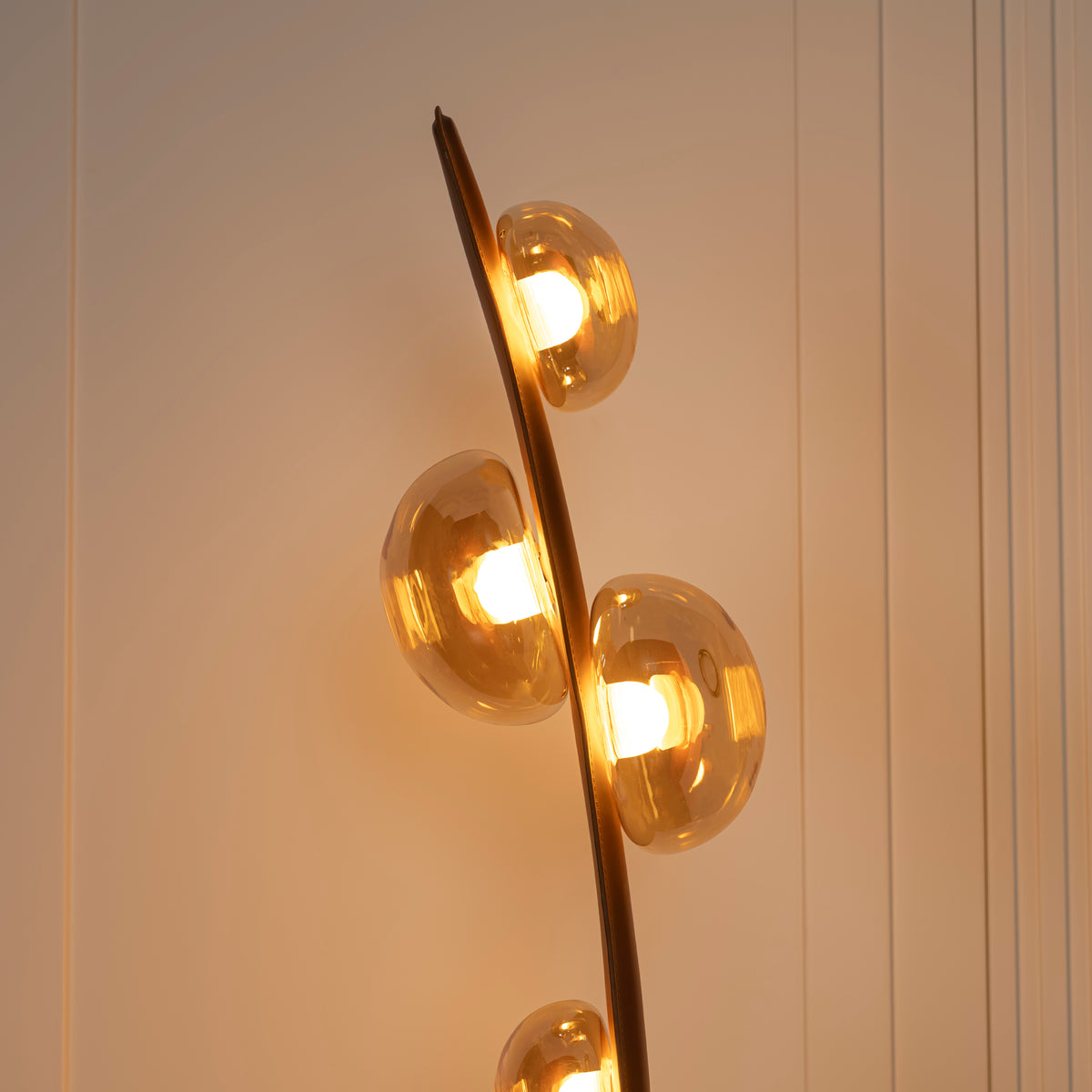 Labranda 6 Honey Glass Brown Leather Floor Lamp
