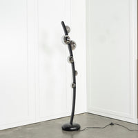 Labranda 6 Smoked Glass Black Leather Floor Lamp