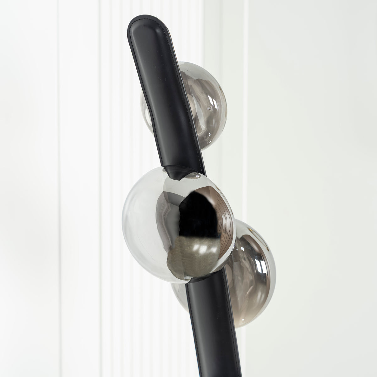 Labranda 6 Smoked Glass Black Leather Floor Lamp