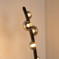 Labranda 6 Smoked Glass Black Leather Floor Lamp
