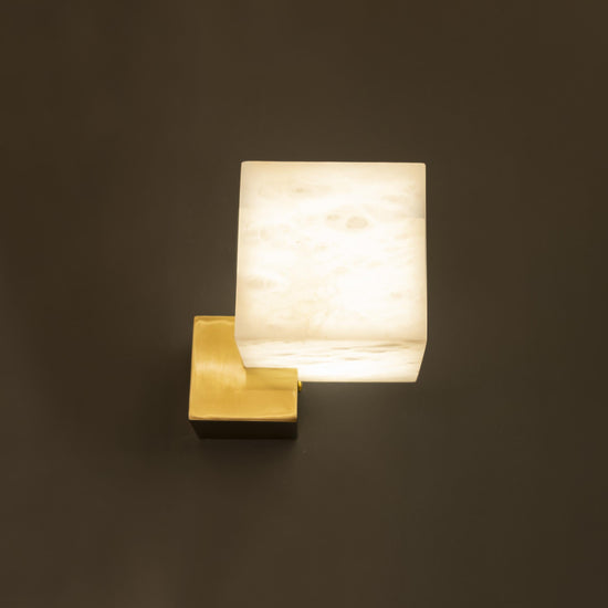 Doris White Cube Antique Marble Led Wall Sconce