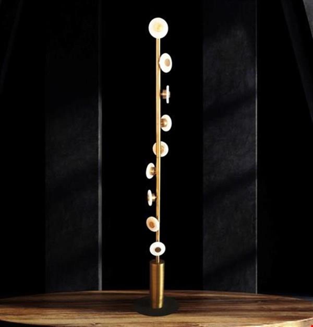 Efes Helezon Marble Brushed Brass Floor Lamp - Heka Lighting & Trading Limited
