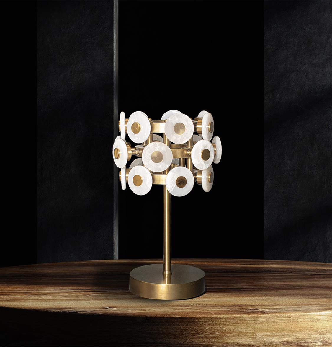 Efes Marble Brushed Brass Table Lamp - Heka Lighting & Trading Limited