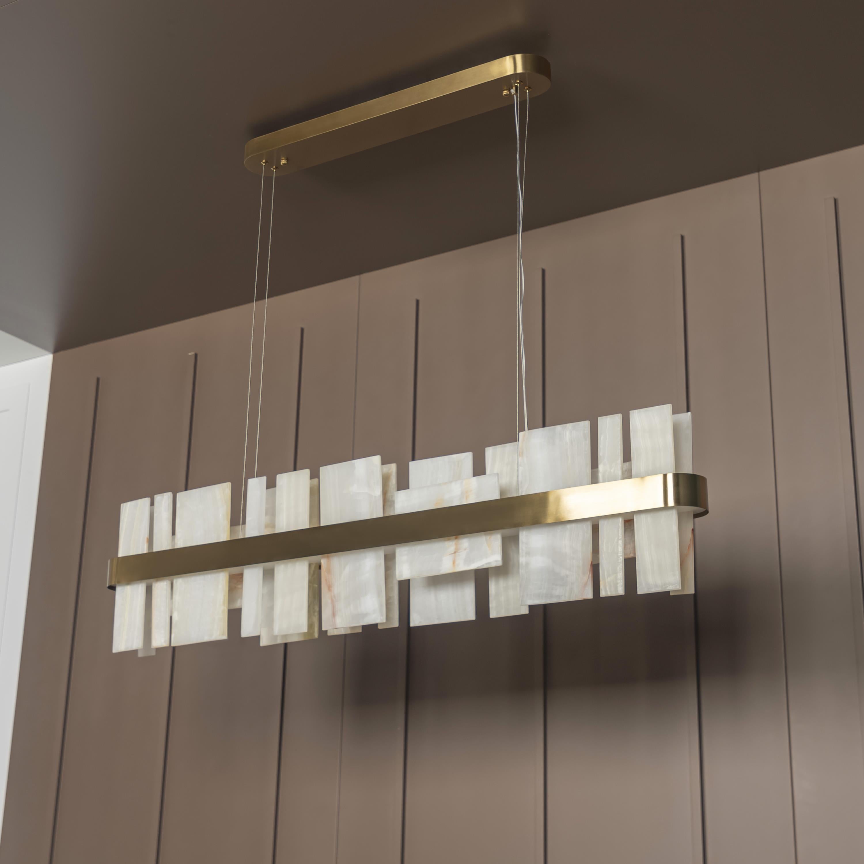 Ekho Marble Brushed Brass Dining Table Top Pendant Light Chandelier 120 Cm - Heka Lighting & Trading Limited