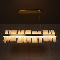 Ekho Marble Brushed Brass Dining Table Top Pendant Light Chandelier 120 Cm - Heka Lighting & Trading Limited