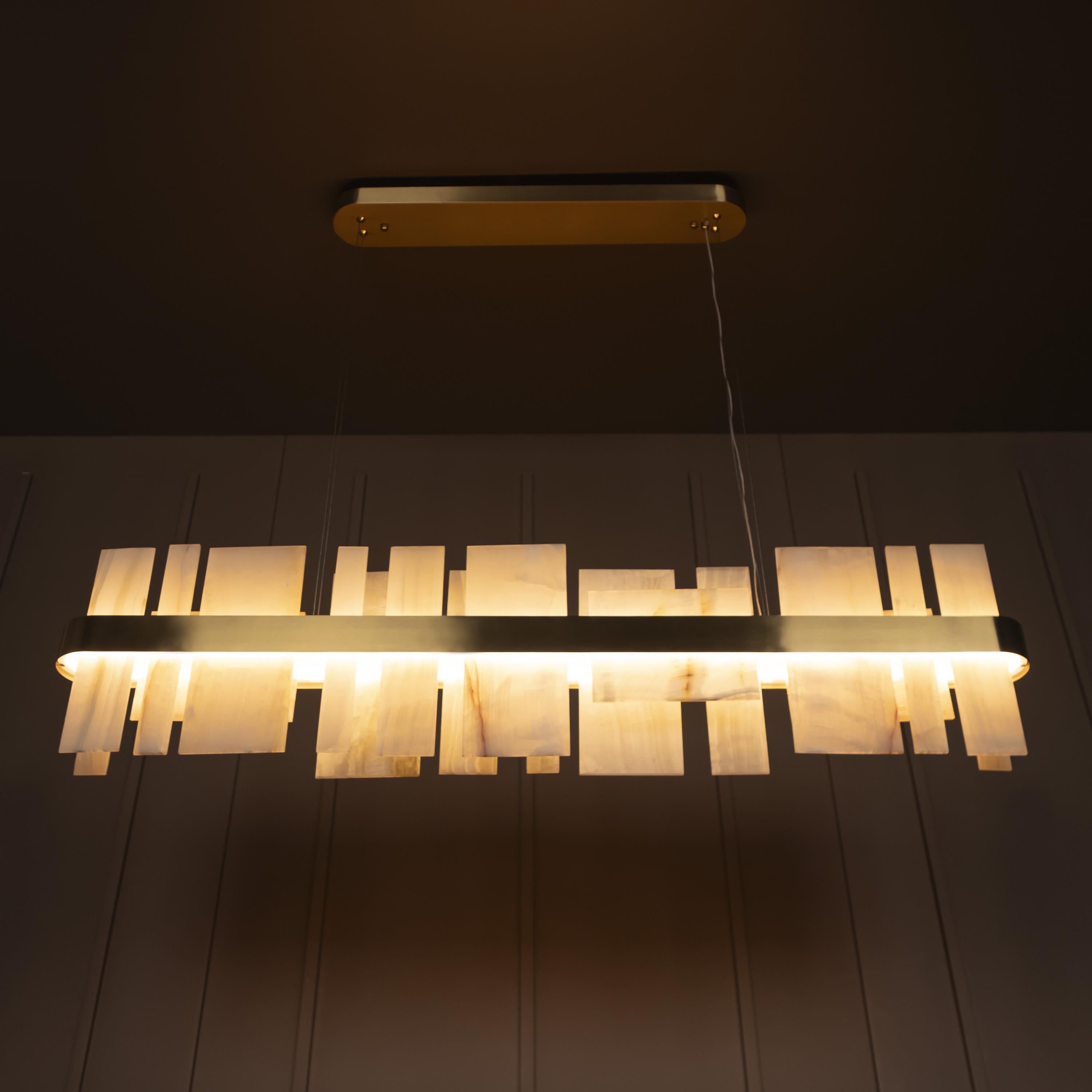 Ekho Marble Brushed Brass Dining Table Top Pendant Light Chandelier 120 Cm - Heka Lighting & Trading Limited