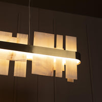 Ekho Marble Brushed Brass Dining Table Top Pendant Light Chandelier 120 Cm - Heka Lighting & Trading Limited