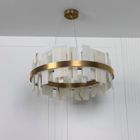 Ekho Marble Brushed Brass Pendant Light Chandelier 80 Cm - Heka Lighting & Trading Limited