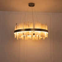 Ekho Marble Brushed Brass Pendant Light Chandelier 80 Cm - Heka Lighting & Trading Limited