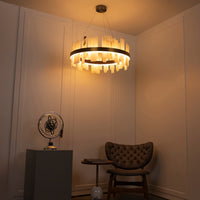 Ekho Marble Brushed Brass Pendant Light Chandelier 80 Cm - Heka Lighting & Trading Limited