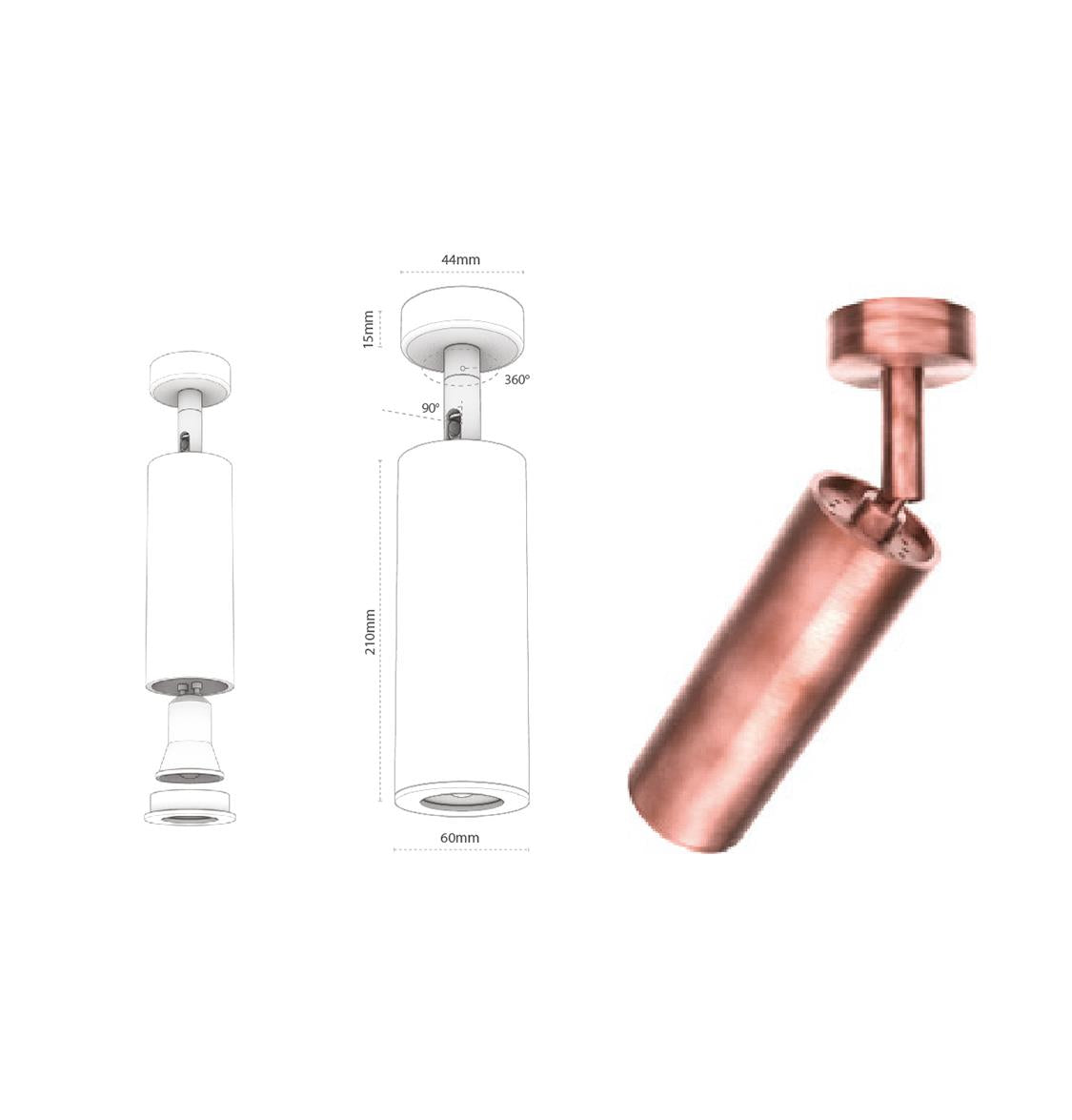 Eva Copper Flat Spotlight 6X21 Cm - Heka Lighting & Trading Limited