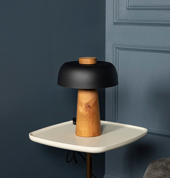 Tochi Mush Wood Black Table Lamp