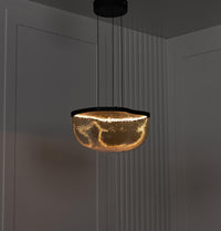 Gambia Honey Glass Black Pendant Light Chandelier 30 Cm - Heka Lighting & Trading Limited