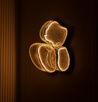 Gambia Three Honey Glass Black Wall Sconce 55 Cm - Heka Lighting & Trading Limited