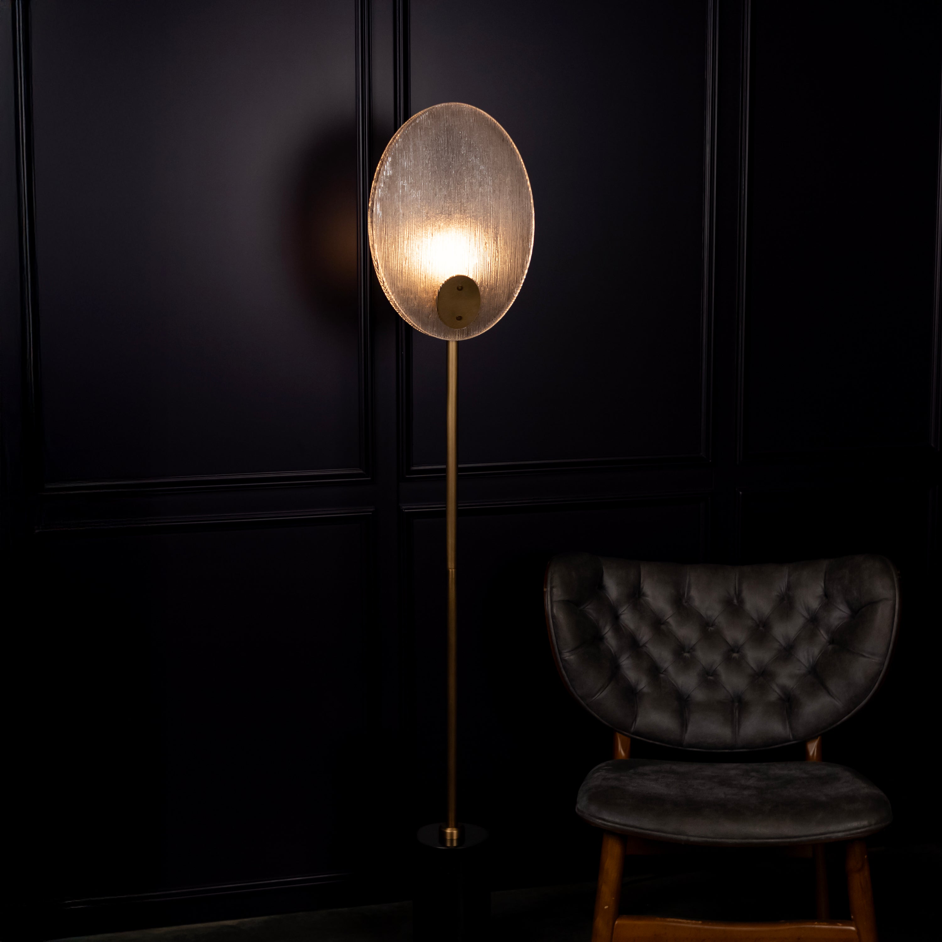 Gana Two White Frosted Glass Brushed Brass Floor Lamp - Heka Lighting & Trading Limited