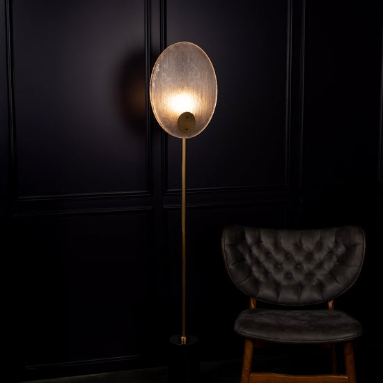 Gana Two White Frosted Glass Brushed Brass Floor Lamp