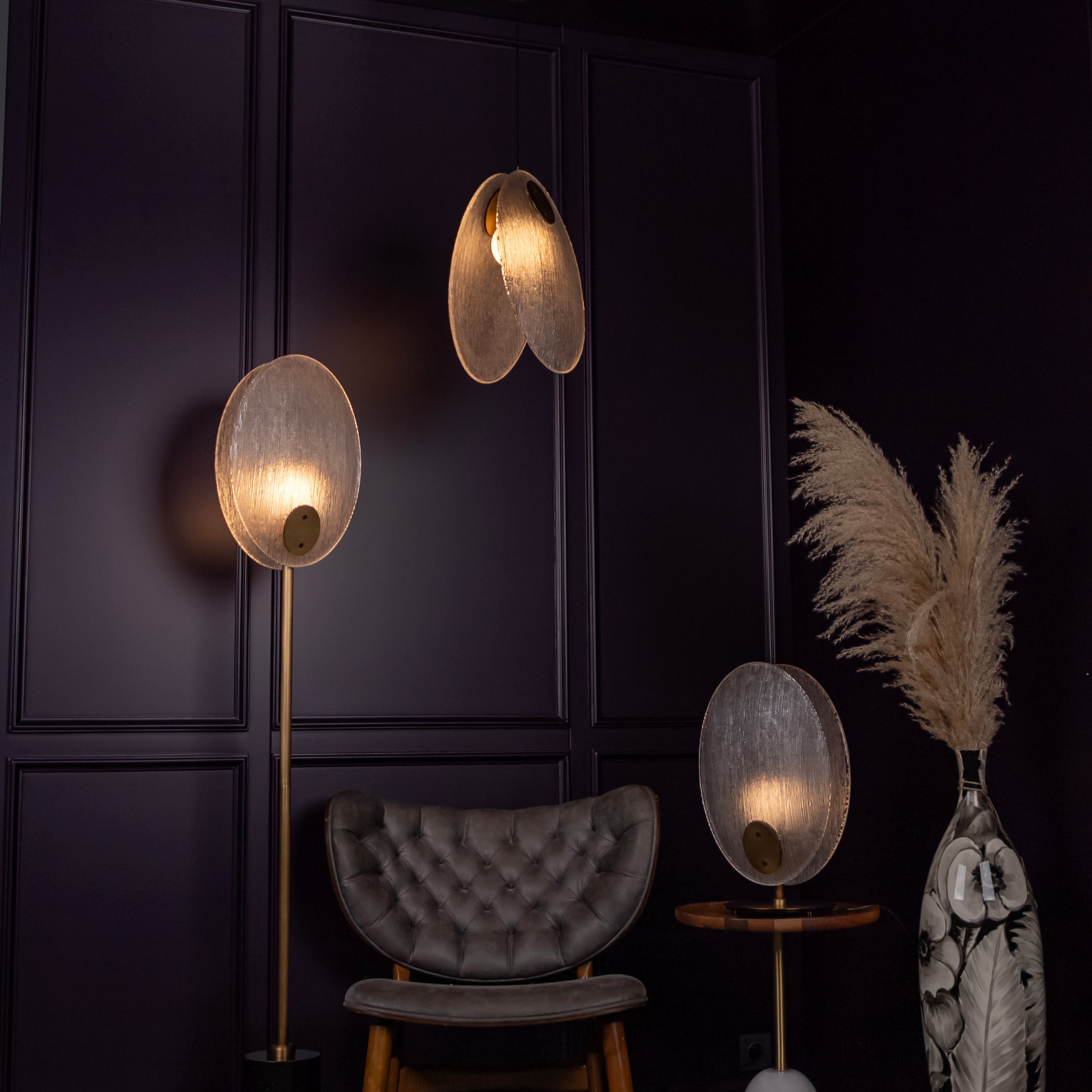 Gana Two White Frosted Glass Brushed Brass Floor Lamp - Heka Lighting & Trading Limited