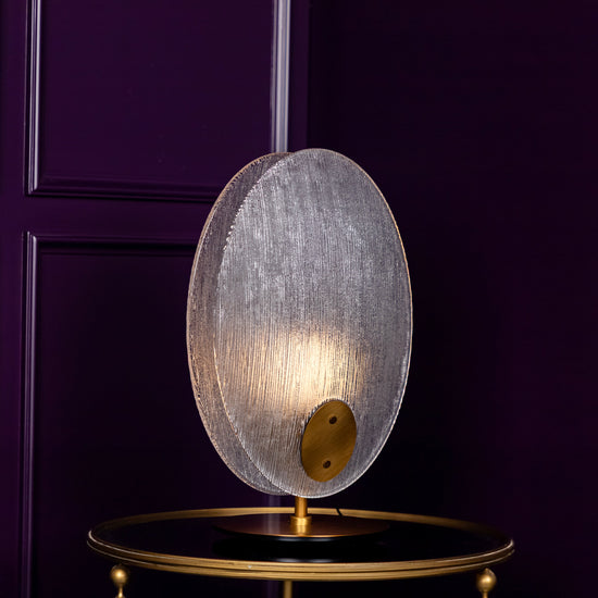 Gana White Frosted Glass Brushed Brass Table Lamp