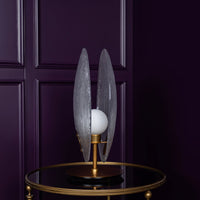 Gana White Frosted Glass Brushed Brass Table Lamp - Heka Lighting & Trading Limited