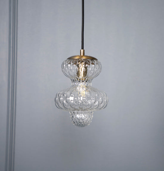 Lange Transparent Glass Antique E14 Pendant Light Chandelier 20 Cm
