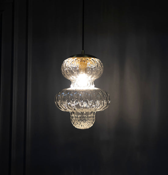 Lange Transparent Glass Antique E27 Pendant Light Chandelier 25 Cm