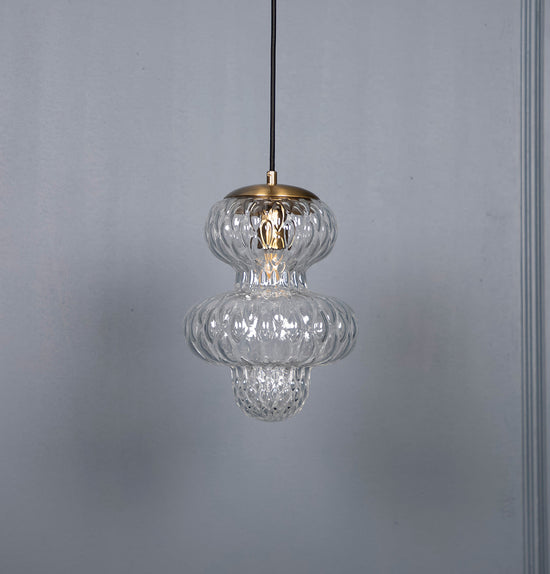 Lange Transparent Glass Antique E27 Pendant Light Chandelier 25 Cm