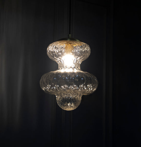 Lange Transparent Glass Antique E27 Pendant Light Chandelier 30Cm