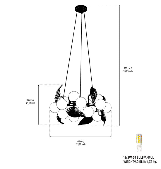 Doha 15 Piece Gold Chandelier
