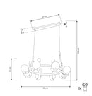 Havana Chrome-Platinum 8-Piece Soft Glass Living Room Chandelier 85 Cm - Heka Lighting & Trading Limited