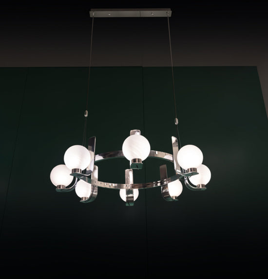 Havana Chrome-Platinum 8-Piece Soft Glass Living Room Chandelier 85 Cm