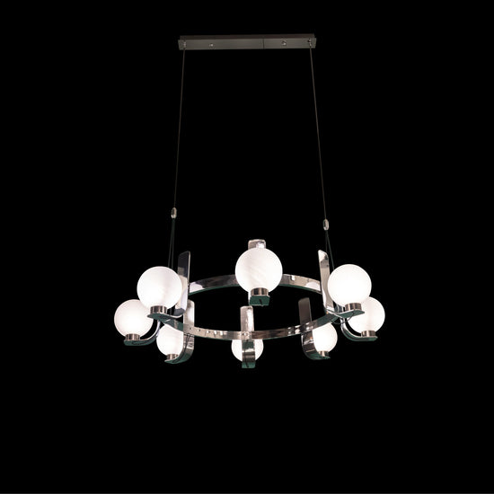 Havana Chrome-Platinum 8-Piece Soft Glass Living Room Chandelier 85 Cm