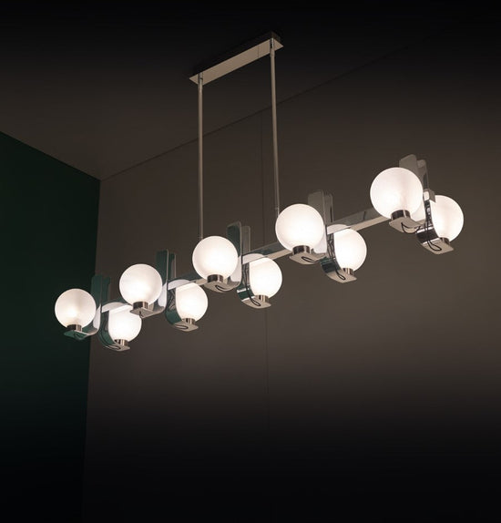 Havana Chrome-Platinum 10-Piece Soft Glass Dining Table Top Chandelier 120 Cm