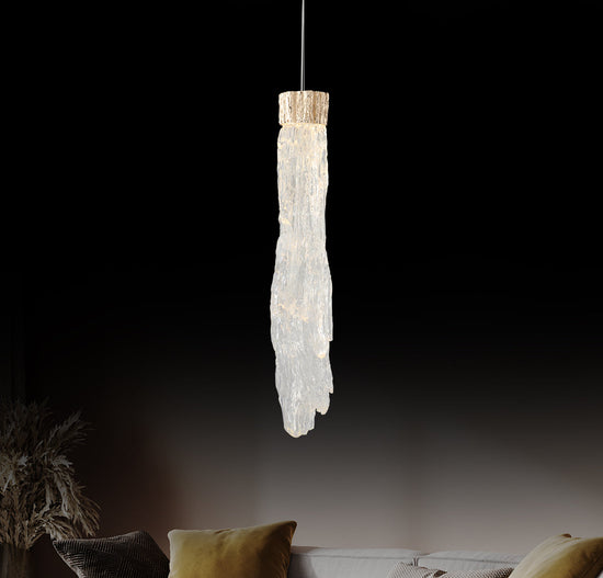 Kardal Transparent Acrylic Gold Led Pendant Light 70 Cm